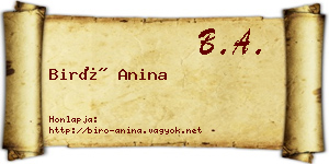 Biró Anina névjegykártya